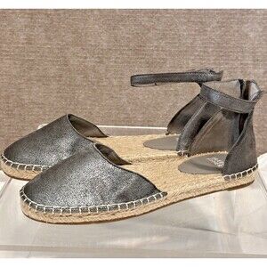 Eileen Fisher Espadrilles Shoes Soft Silver Metallic Flats US 8.5 EUC